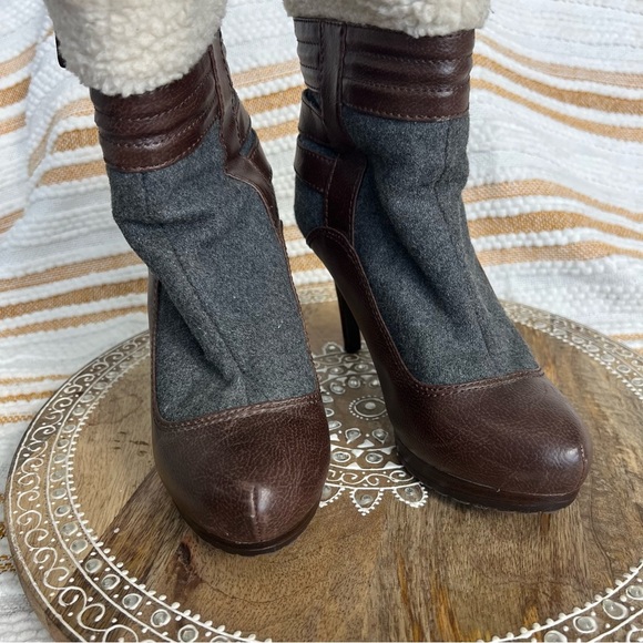 Elle‎ Faux Fur & Wool Sherpa Lined Zip-Up Buckle Boots | Size 6.5M - Picture 5 of 17